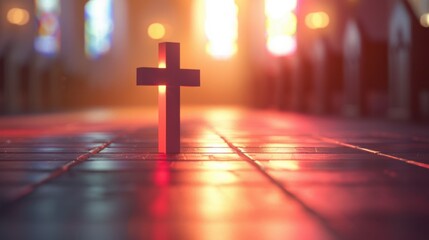 Faith in Colorful Cartoons - Christian Symbols with Soft Light and Negative Space, Medium Shot with Depth of Field