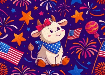 Naklejka premium seamless pattern independence day usa 4th july