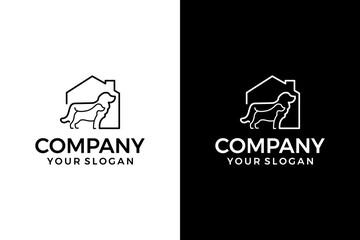 dog and house line art logo for company