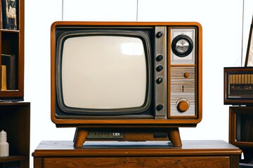 Retro TV display against a clean white background.