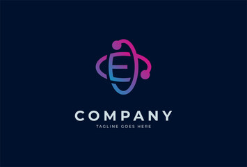 Obraz premium Initial Letter E Orbit logo design inspiration. usable for brand and technology company logos. vector illustration
