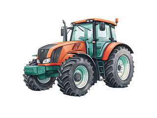 modern tractor watercolor vector isolated on white background PNG.