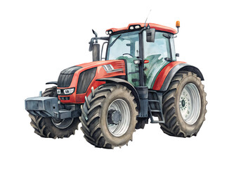 Obraz premium modern tractor watercolor vector isolated on white background PNG.