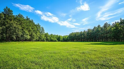 Obraz premium Vast Green Meadow Under a Clear Sky