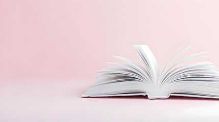 Fototapeta premium Open Book On Pink Background