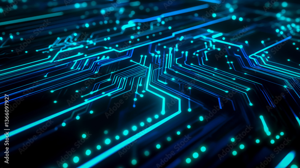 Wall mural digital technology background circuit board network connection future innovation concept design art 