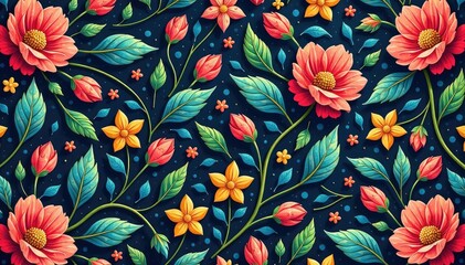 Intricate, flowing floral pattern, continuous design , continuous pattern, texture