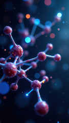 Magnesium glycinate, a form of magnesium bound to glycine, illustrated with a close-up molecular structure against a backdrop of blue and purple lights.