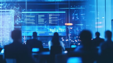 An AI powered language translation system providing real time translations for international business meetings, Business technology style, photo of