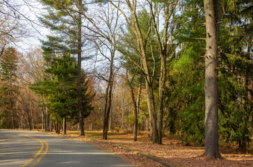 Katelyn Park and Saddle River Park in New Jersey. Scenic fall landscape.