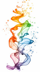 Fototapeta premium Rainbow hued plumes wisp and curl into flowing, abstract smokelike forms on a clean white background
