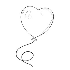 Simple line art of a heart-shaped balloon with a curly string, symbolizing love, celebration, and lightness—perfect for romantic or festive themes.