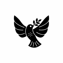creative details Bird Holding a Leaf in Its Beak Icon vector illustration 