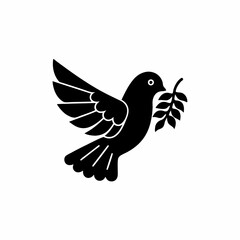 creative details Bird Holding a Leaf in Its Beak Icon vector illustration 