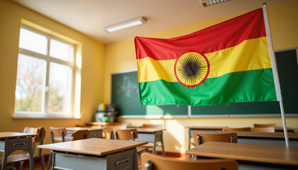 Inspiring classroom with Pan-African flag, enhancing education