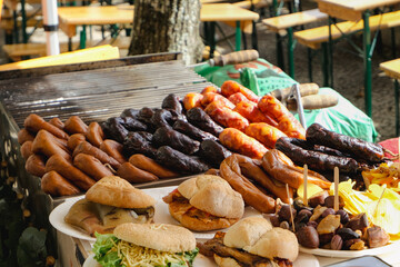 Table with typical Portuguese sausages