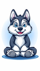 Obraz premium Sitting cartoon dog character, with bright eyes and a big smile