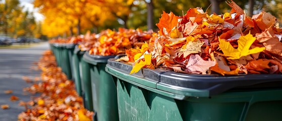 Autumn Leaves in Green Bins