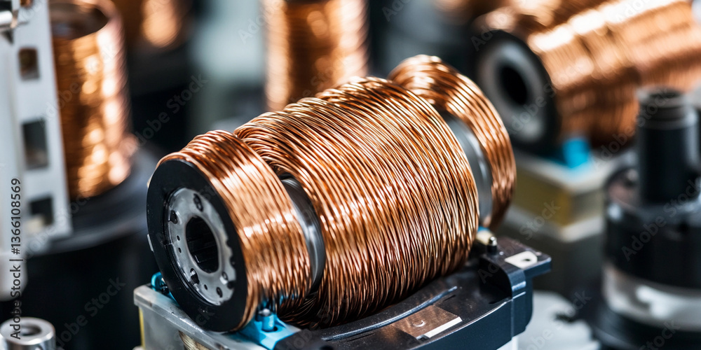 Poster electric motor component assembly in manufacturing facility generative ai
