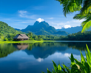 Serene Tropical Lakefront Cabin