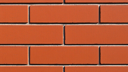 Obraz premium Red brick wall in close up view, showcasing flat perspective and urban texture