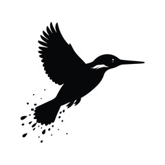 Obraz premium Vector illustration of a hummingbird in flight with wings spread and beak forward, showcasing nature and wildlife in a minimalist style