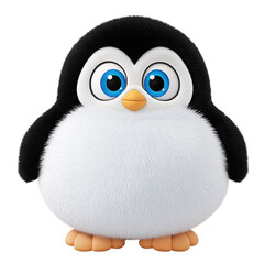 Fototapeta premium A cute penguin with expressive blue eyes, a child's toy.