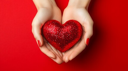 Fototapeta premium Tender Heart Held in Caring Hands. (1)