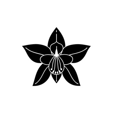 black orchid flower silhouette on white clip art preview