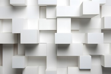 Abstract White Cubes Background with Shadows and Subtle Geometric Patterns