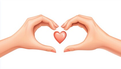 Obraz premium Realistic Heart Symbol Clip Art For Social Media: Expressing Love Through Hand Gestures With A Touch Of Artistic Realism.