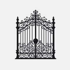 gate silhouette , wrought iron gate silhouette