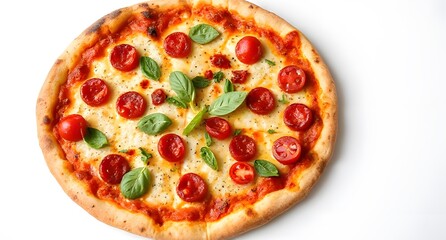 Freshly Baked Pizza on a White Background