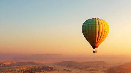 Naklejka premium Hot Air Balloon Over Desert Sunrise Landscape