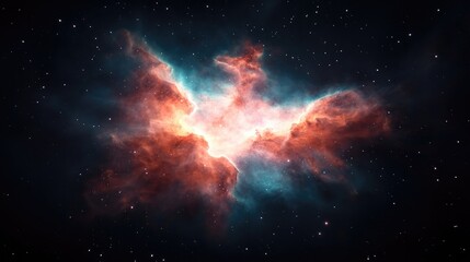 Fototapeta premium detailed close-up of cosmic nebula vibrant swirling gases creating natural patterns against deep black backdrop
