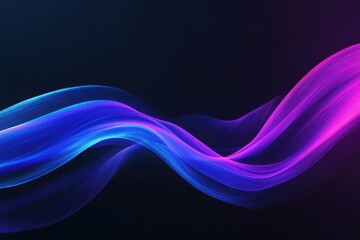 Abstract Grainy Blue and Purple Gradient Waves on a Black Glowing Background