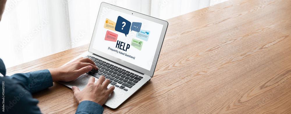 Poster help screen on the website provide answer to faq frequently asked question snugly with knowledge inf