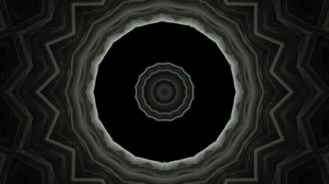 animiertes sternf&ouml;rmiges Muster aus symmetrischen  Formen und feinen Linien &ndash; abstrakter Hintergrund f&uuml;r Meditation, Design und moderne visuelle Kunst, grau