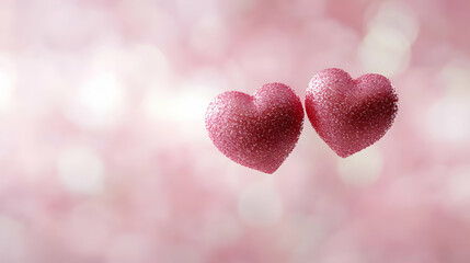 Fototapeta premium Pink Hearts Floating On Blurry Background