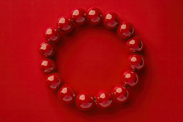 Obraz premium Red circle of glossy spheres
