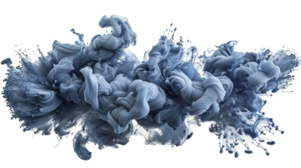 Abstract gray smoke cloud swirling on transparent background
