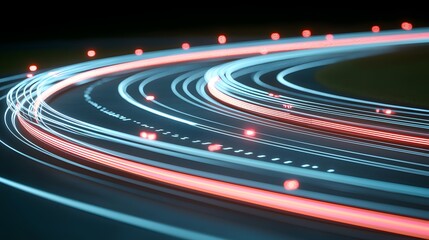 Dynamic Light Trails of Moving Vehicles on a Curved Road at Night in an Urban Environment