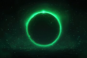 Glowing green light ring black background grainy gradient noise texture poster banner backdrop abstract design