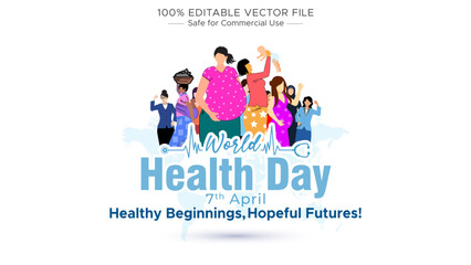 Banner design for world health Day 7th April theme. Newborn baby and Pregnant Women Health Awareness Concept.