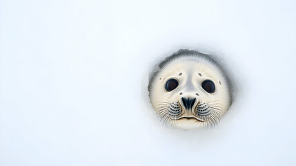 Baby Grey Seal In White Ice