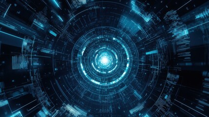 Fototapeta premium Scientific and technological radial lines, abstract KV main visual business PPT background.