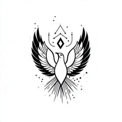Obraz premium Geometric Phoenix Bird Design - Spiritual Symbol of Rebirth and Transformation