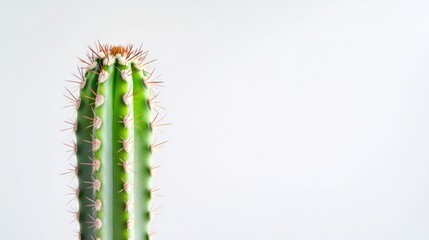Naklejka premium capture stark elegance of spiky cactus isolated against pristine white background its vibrant green hue strikingly