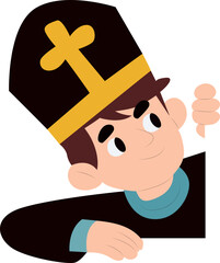 Young Priest Cartoon Thumbs Down peeking, happy Maundy Thursday