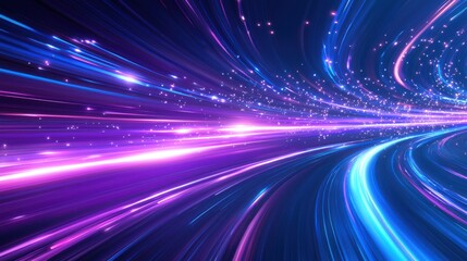 Streamline speed light blue purple special effect background, communication technology concept creative background.